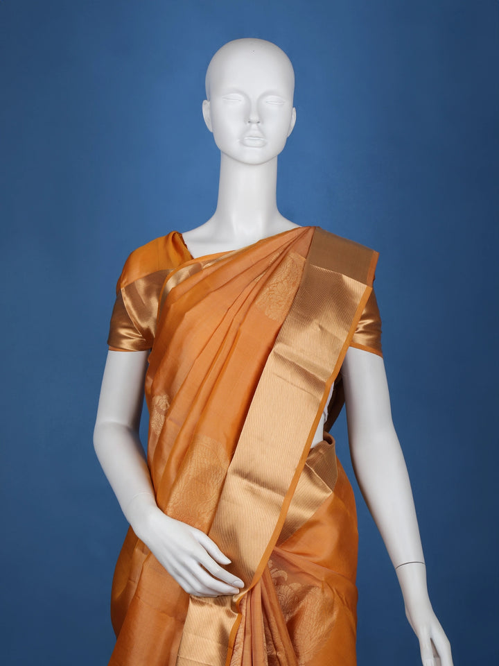 Orange Floral woven Silk Saree - Diadem
