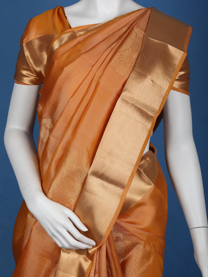 Orange Floral woven Silk Saree - Diadem