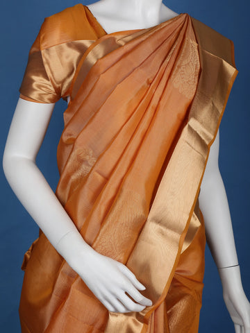 Orange Floral woven Silk Saree - Diadem