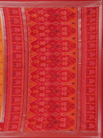Orange Geometric Motif pattern Silk Saree - Diadem