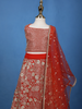Orange Floral Design Sequins Kids Lehenga