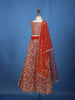 Orange Floral Design Sequins Kids Lehenga