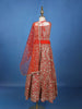 Orange Floral Design Sequins Kids Lehenga