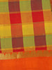 Orange Multicolor Checked Design Woven Semi Silk Fancy Saree - Diadem