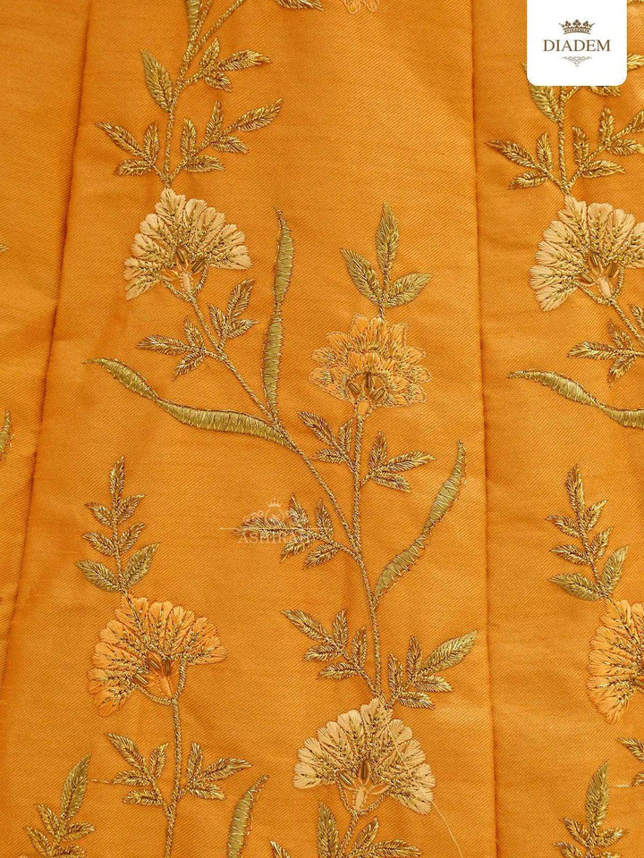 Orange Raw Silk Embroidered Bridal Lehenga - Diadem