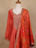 Orange Sequins Designed Floral Print Tussar Silk Salwar Suit - Diadem