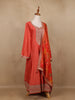 Orange Sequins Designed Floral Print Tussar Silk Salwar Suit - Diadem