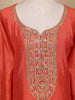 Orange Sequins Designed Floral Print Tussar Silk Salwar Suit - Diadem