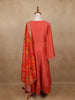 Orange Sequins Designed Floral Print Tussar Silk Salwar Suit - Diadem