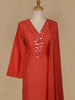 Orange Sequins Embroidered Cotton Palazzo Salwar Suit