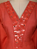 Orange Sequins Embroidered Cotton Palazzo Salwar Suit