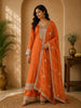 Orange Sequins Embroidered Design Semi Tissue Palazzo Suit