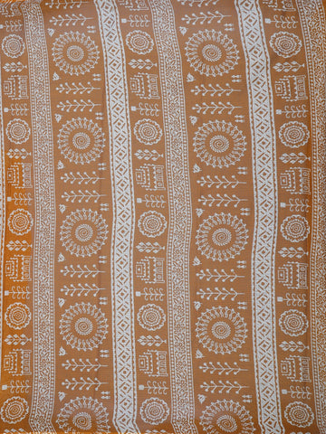 Orange Warli Designed Soft Silk Saree - Diadem