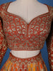 Orange and Red Floral Embroidered Semi Silk Lehenga for Brides - Diadem