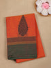 Orange and Green Paisley Woven Cotton Saree - Diadem