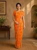 Orange and Yellow Floral Printed Design Chiffon Saree