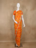 Orange and Yellow Floral Printed Design Chiffon Saree