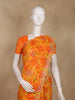Orange and Yellow Floral Printed Design Chiffon Saree