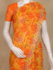 Orange and Yellow Floral Printed Design Chiffon Saree