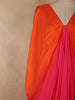 Orange with Pink Solid Design Satin Indo Western Kaftan Set with Front Gathered Pleats