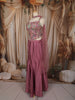 Orchid Pink Floral Vine Sequins Embroidered Design Mermaid Crepe Lehenga With Choker Dupatta