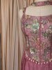 Orchid Pink Floral Vine Sequins Embroidered Design Mermaid Crepe Lehenga With Choker Dupatta