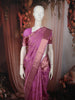 Orchid Purple Floral Vine Zari Woven Design Pure Kanchipuram Silk Saree with Zari Border