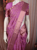 Orchid Purple Floral Vine Zari Woven Design Pure Kanchipuram Silk Saree with Zari Border