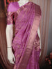 Orchid Purple Floral Vine Zari Woven Design Pure Kanchipuram Silk Saree with Zari Border