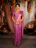 Orchid Purple Floral Vine Zari Woven Design Pure Kanchipuram Silk Saree with Zari Border
