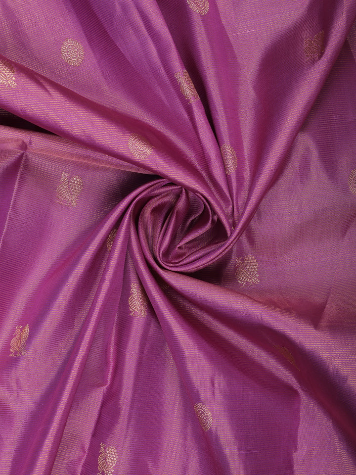Orchid Purple Solid Design Zari Woven Silk Saree - Diadem
