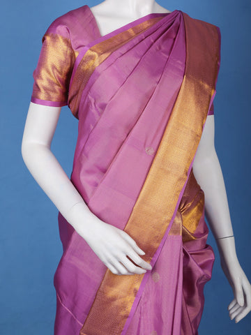 Orchid Purple Solid Design Zari Woven Silk Saree - Diadem