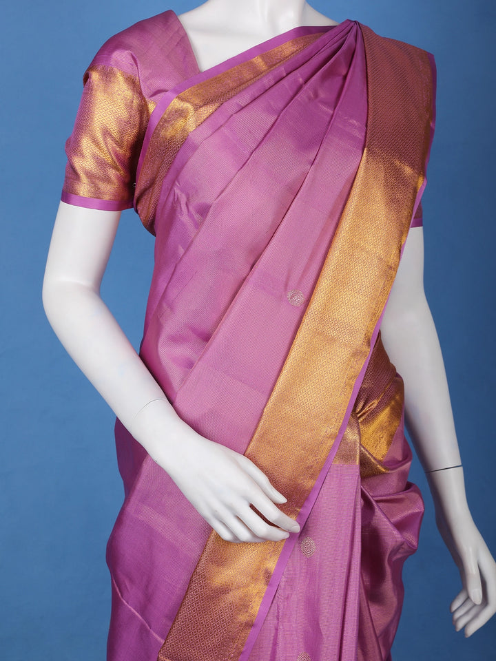 Orchid Purple Solid Design Zari Woven Silk Saree - Diadem