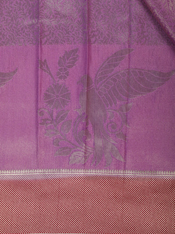 Orchid Purple Floral & Leaf Designed Silk Saree - Diadem