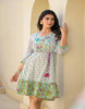 Light Blue Floral Printed Cotton Kurti Top