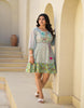Light Blue Floral Printed Cotton Kurti Top