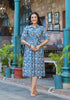 Blue Floral Print Cotton Kurti