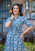 Blue Floral Print Cotton Kurti