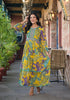 Yellow Paisley and Floral Printed Georgette Maxi Dress
