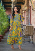 Yellow Paisley and Floral Printed Georgette Maxi Dress