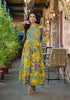 Yellow Paisley and Floral Printed Georgette Maxi Dress