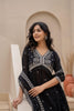 Black Mirror Work Embroidered Cotton Palazzo and Dupatta Set