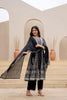 Black and White Printed Cotton Palazzo Suit and Dupatta