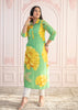 Green Floral Printed Cotton Kurti Top