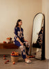 Navy Blue Floral Printed Crepe Co Ord Set