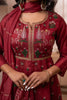 Maroon Floral Embroidered Cotton Blend Lehenga with Dupatta