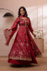 Maroon Floral Embroidered Cotton Blend Lehenga with Dupatta