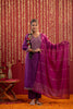 Purple Floral and Paisley Embroidered Cotton Salwar Suit with Dupatta