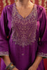 Purple Floral and Paisley Embroidered Cotton Salwar Suit with Dupatta