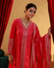 Queen Pink Floral Thread Embroidered Silk Cotton Palazzo Suit with Dupatta
